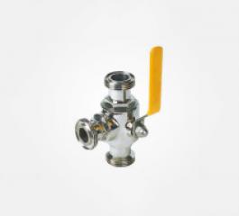 Sanitary grade thread three way ball valve